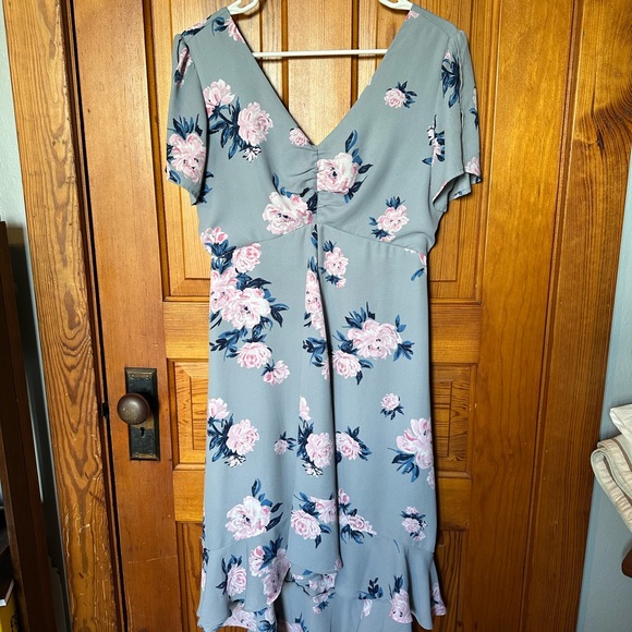 Asymmetrical Floral Dress - Size M - Empire Waist - Picture 3 of 8